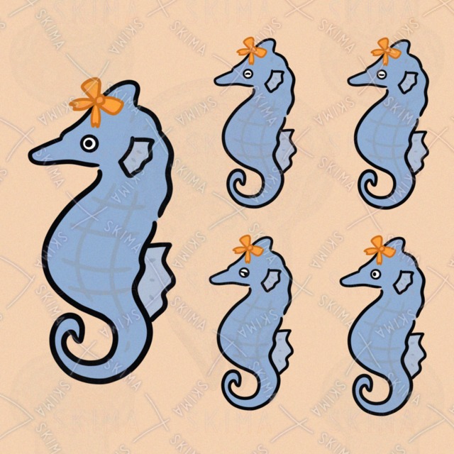 おしゃれしたいたつのおとしご（表情5種類）の商品画像