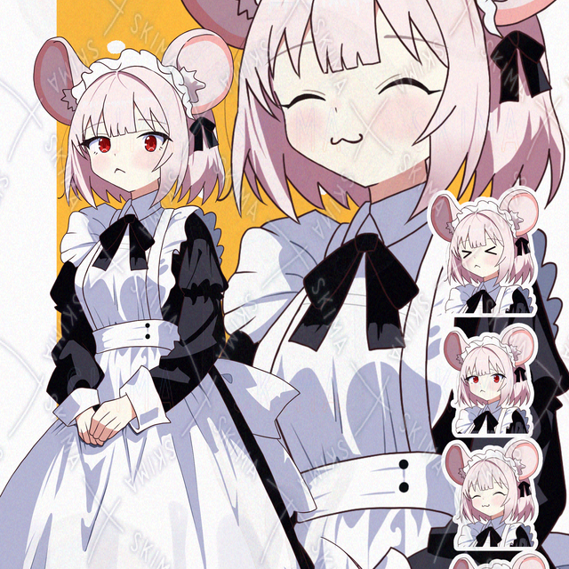 Image of 5 Timid Mouse-Eared Maid Expressions – TRPG, VTuber, Commercial Use OK
