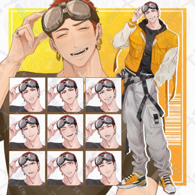 Image of TRPG Character Art: Modern Male Mechanic/Engineer — 9 Expressions, Jacket On/Off Variations