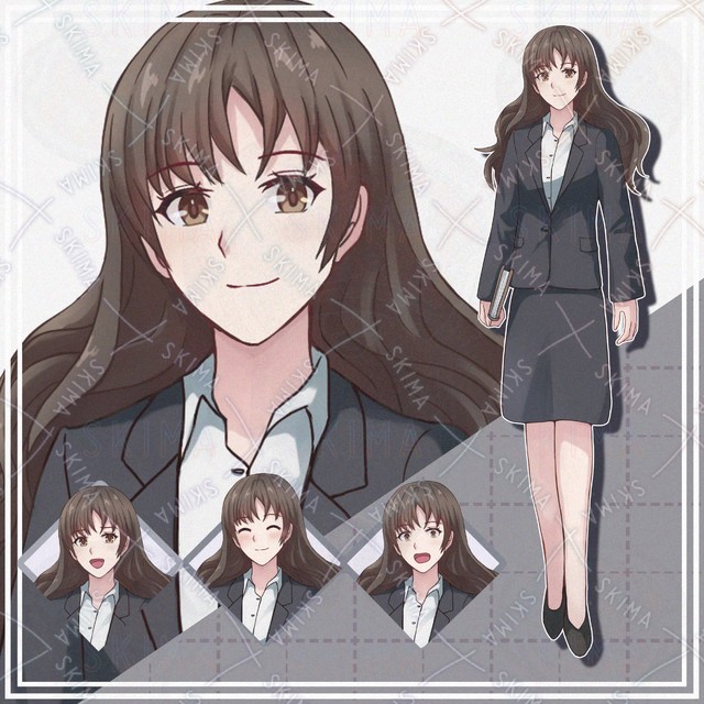 Image of 10 Expressions: Woman in Suit – Standing Illustration