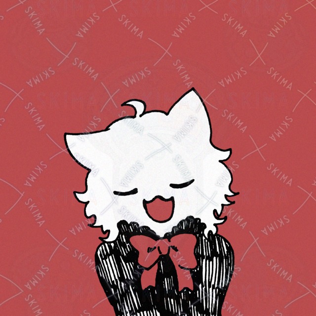 Hand-drawn girl with cat ears and red ribbon—perfect for social media profile pictures 的商品圖片