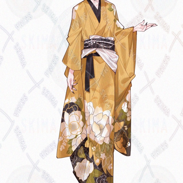 검은 고양이 같은 기모노 차림의 남자 상품 이미지 2번째