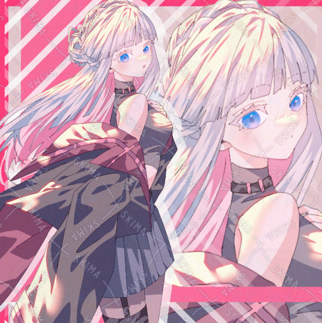 Image of Cyber Girl Modern Fantasy – White Hair, Pink Long Hair Bun Variations