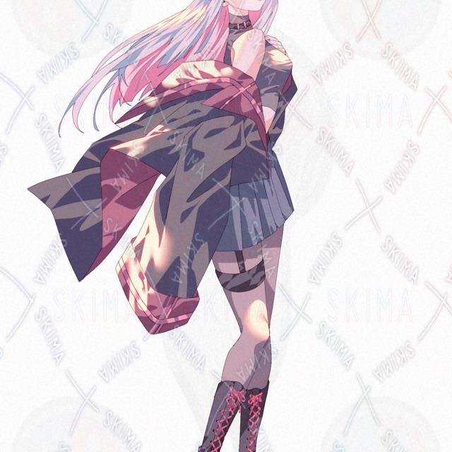 Image 4 of Cyber Girl Modern Fantasy – White Hair, Pink Long Hair Bun Variations