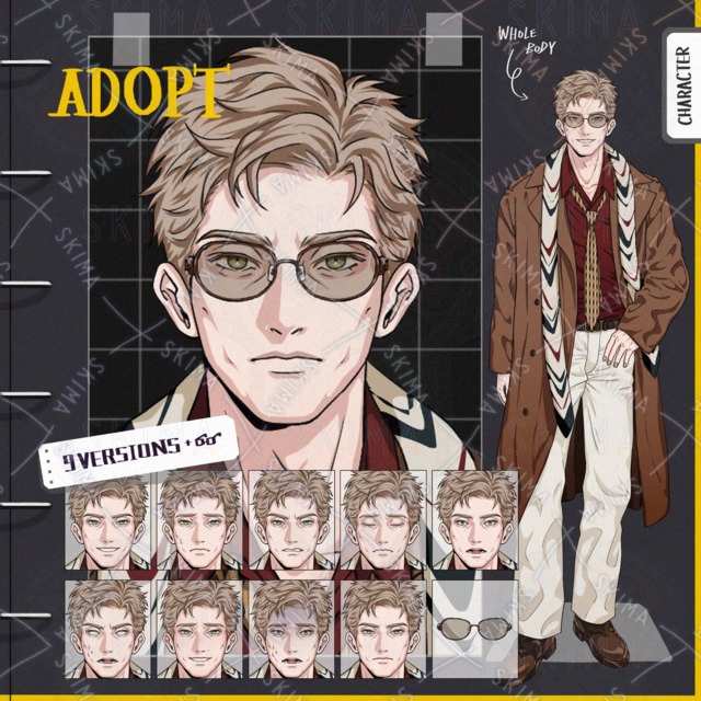 Image of 9 Expressions + 🕶️: Middle-Aged Man in Flashy Clothes