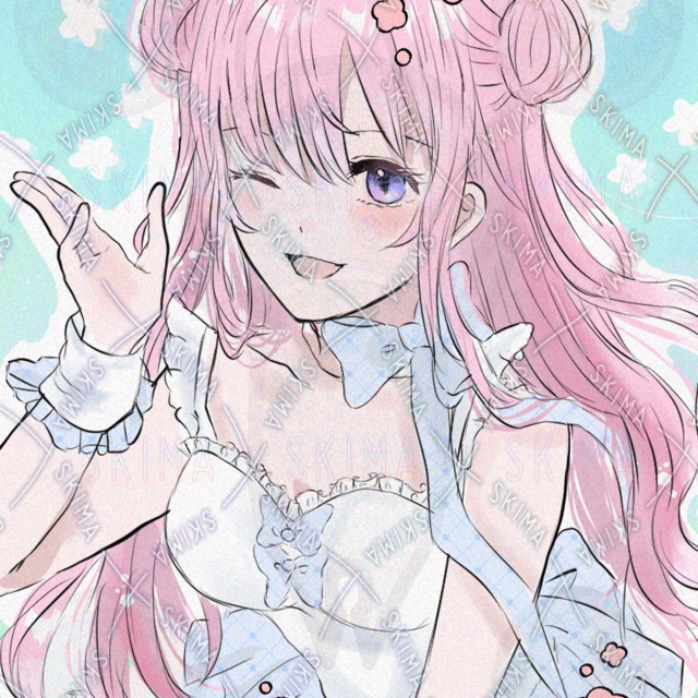 【SNSアイコン】ピンク髪の女の子＊かわいいアイコンイラスト