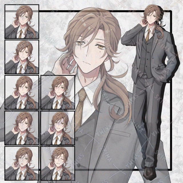 スーツの男性立ち絵　表情8種の商品画像