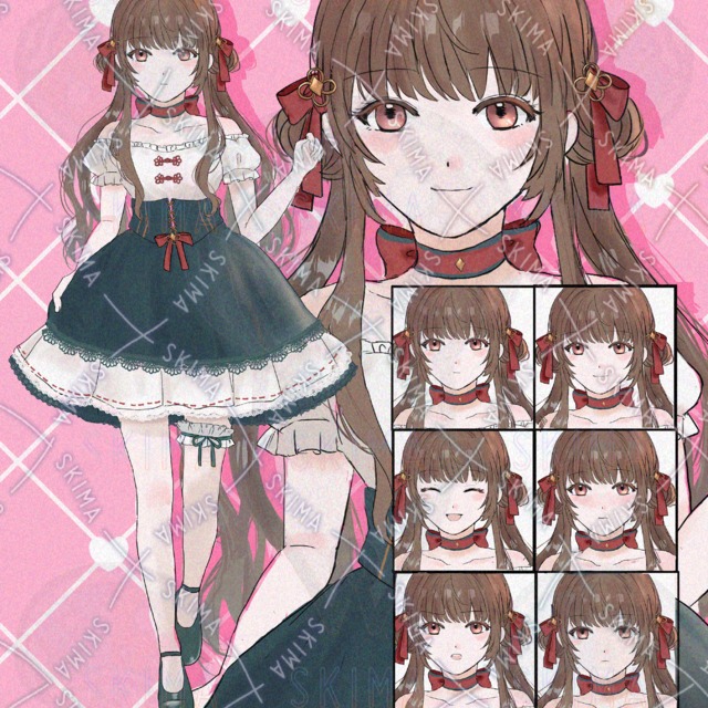 東洋風ドレス女の子｜表情6種｜配信・TRPG・アイコン可　立ち絵