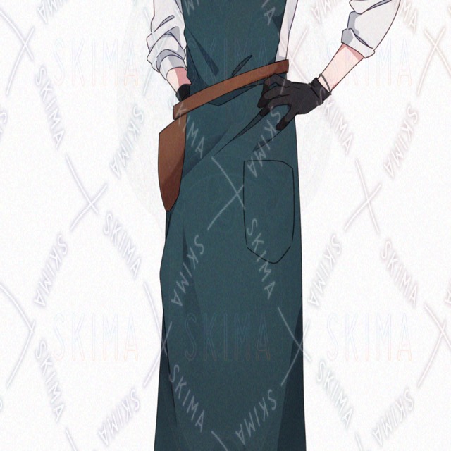 エプロンをかけた黒髪ロングの男性【表情差分6種類】の商品画像3枚目