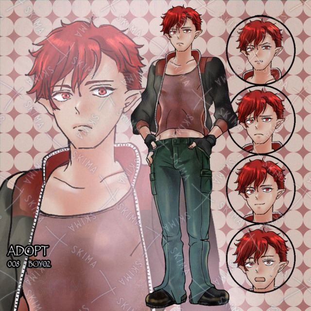 赤髪エルフ耳の男の子【差分4種+ジャケットOFF】の商品画像