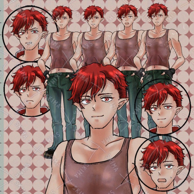 赤髪エルフ耳の男の子【差分4種+ジャケットOFF】の商品画像2枚目