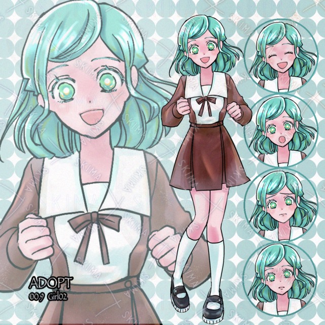 ミント髪の元気な女の子の商品画像