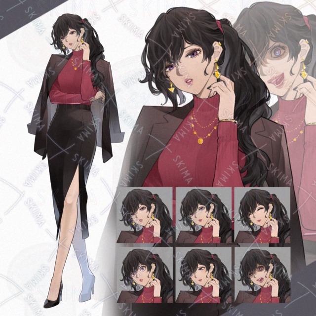 褐色女性01［表情差分8種＋冷や汗エフェクト］の商品画像