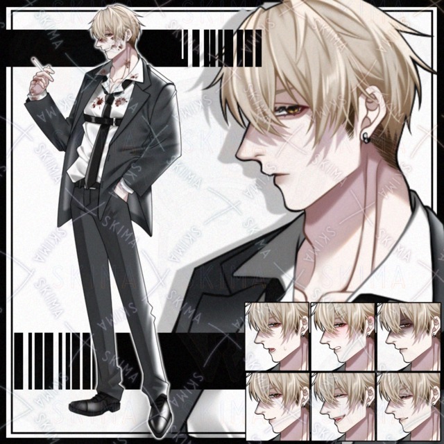 【立ち絵】金髪スーツ/男性キャラ【表情8種】の商品画像