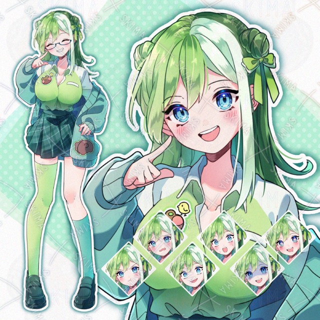 お団子ヘアのギャル女子【メガネ差分あり】の商品画像