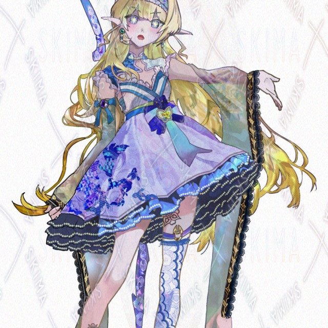 【表情差分6種/6.5等身】弓使い金髪エルフ　華ロリ立ち絵の商品画像5枚目