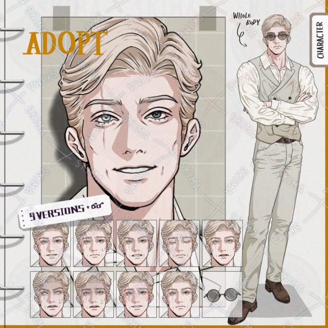 9 Middle-Aged Man Facial Expressions + Scar Overlay 的商品圖片