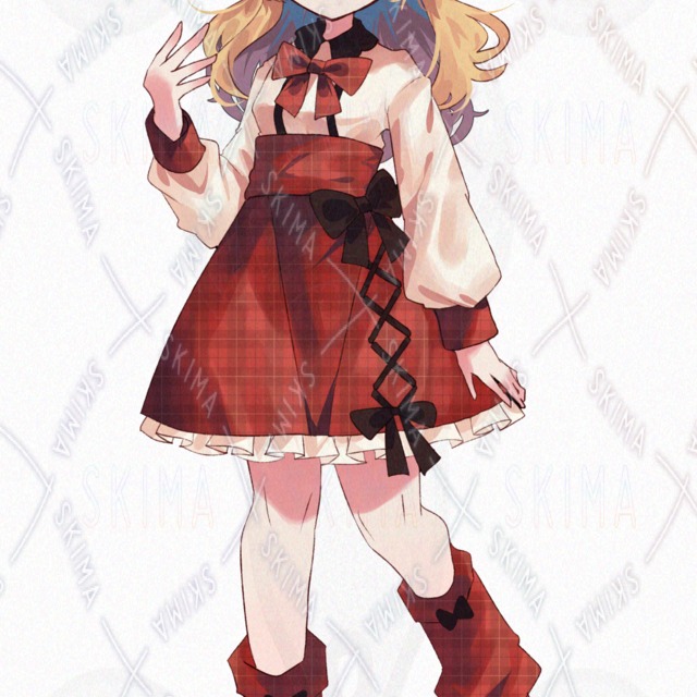 Image 3 of Full-Body Illustration with SD Version: Girl in Red Plaid