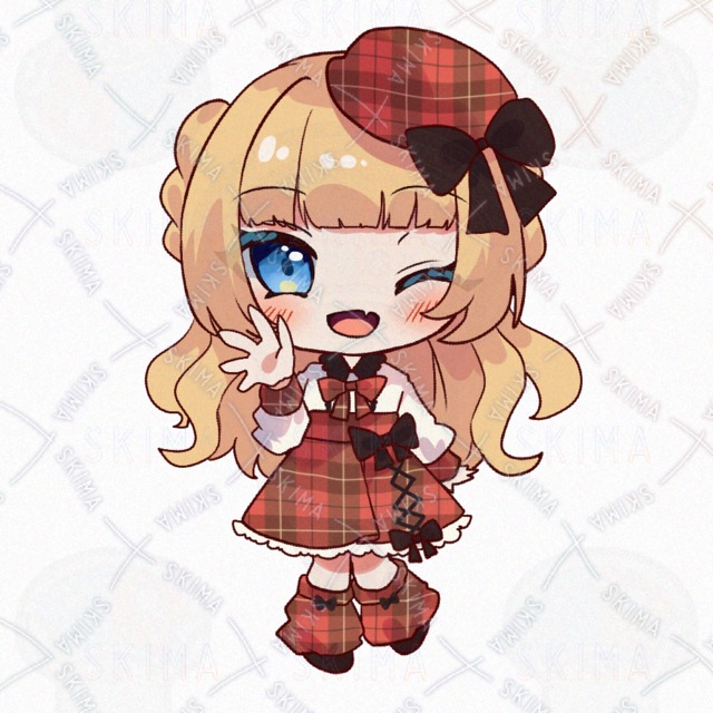 Image 9 of Full-Body Illustration with SD Version: Girl in Red Plaid