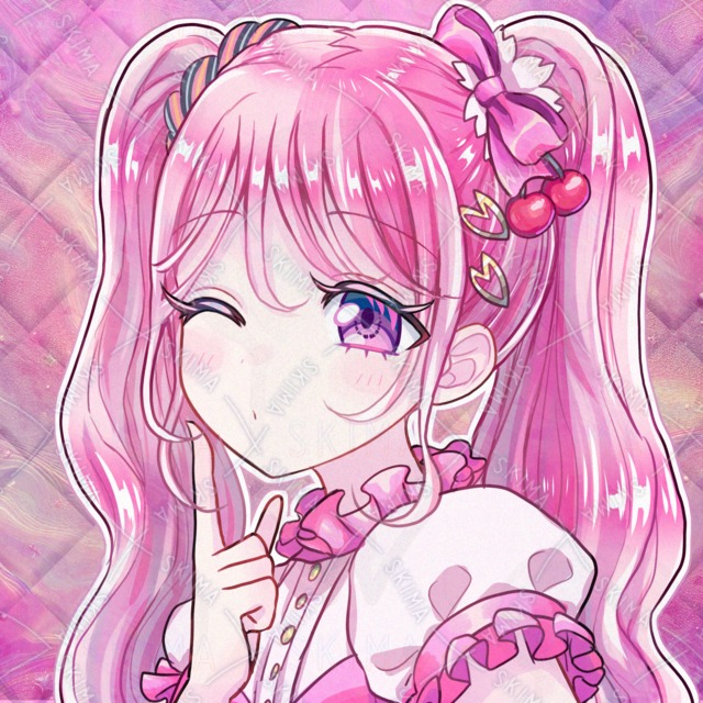 桜モチーフ、ピンク髪ツインテールの女の子アイコン【差分2種】の商品画像2枚目