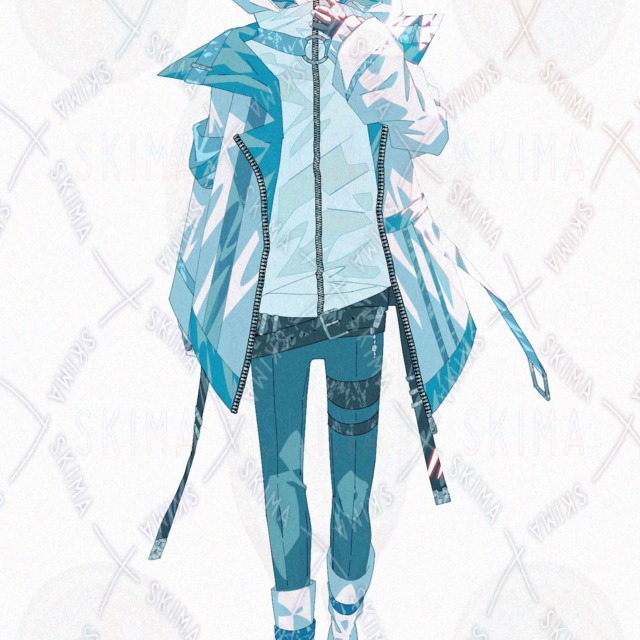 Image 10 of Cyber Fantasy Male Character – Gray Hair, Light Blue Hood, Multiple Facial Expressions