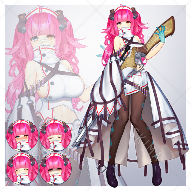 ピンク髪ナース(表情差分4種)