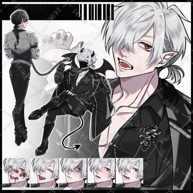 【立ち絵】銀髪/男性キャラ【表情7種】の商品画像