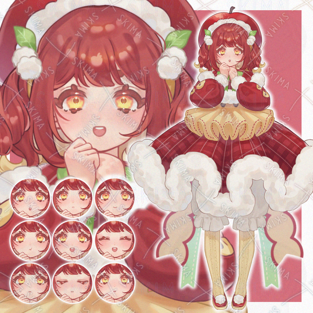 りんごモチーフの女の子【表情差分9種＋シルエット】の商品画像