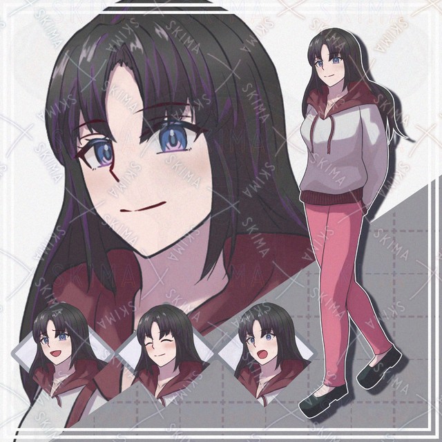 【表情10種】私服の黒髪女の子【立ち絵】の商品画像