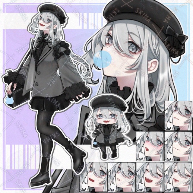 【立ち絵】+ﾐﾆｷｬﾗ/銀髪女性ｷｬﾗ【表情9種】の商品画像