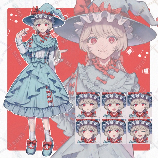 【表情6種】魔女帽子の女の子
