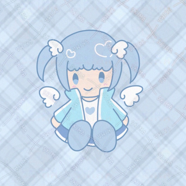 水色ゆめかわ風女の子のミニキャラアイコン