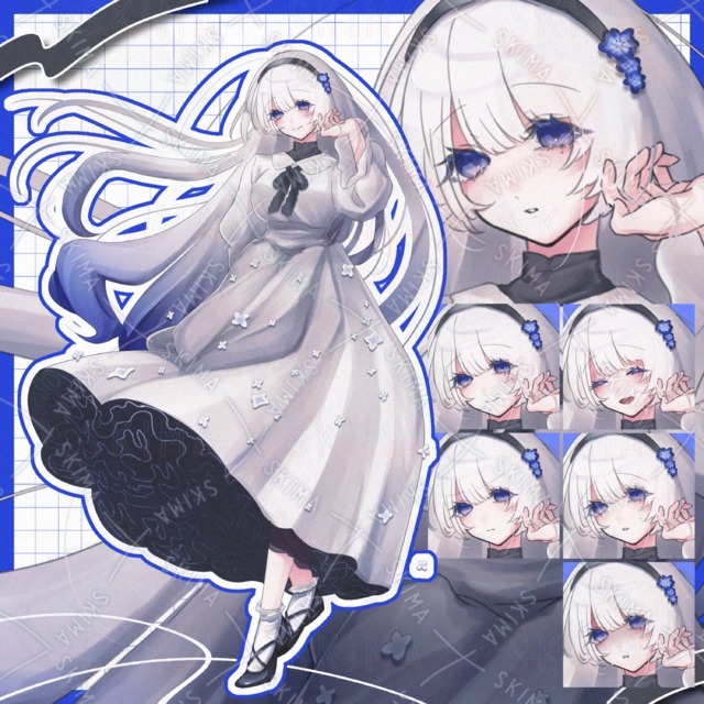 【立ち絵】グラデ青の子【表情差分6種】の商品画像