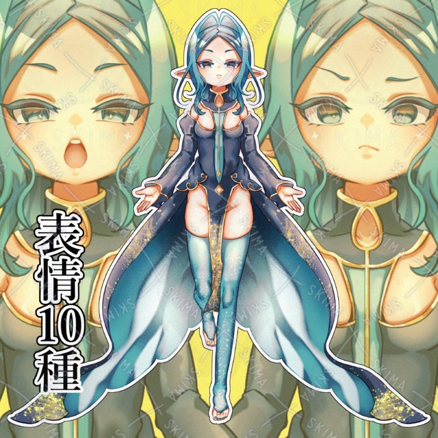 青い少女【表情差分10種】の商品画像