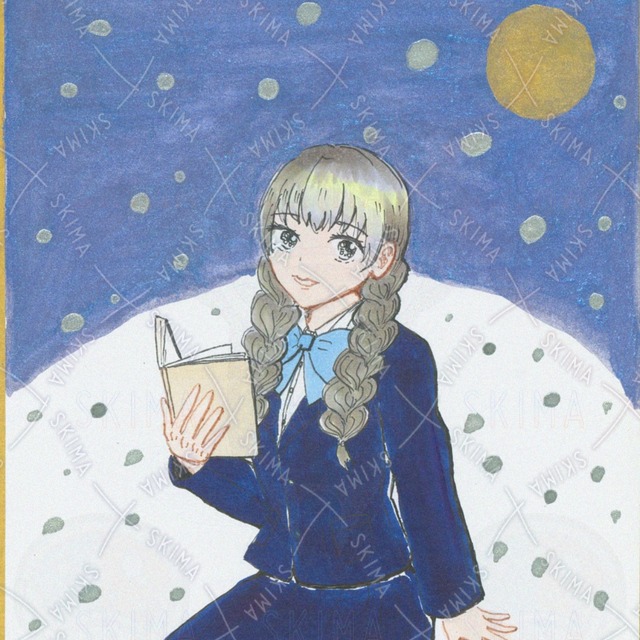 Moon and Reading Hand-drawn Illustration 的商品圖片