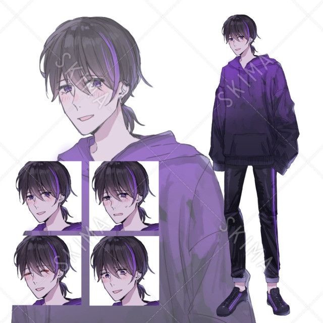 パーカーを着た男性 立ち絵 【表情全4種】