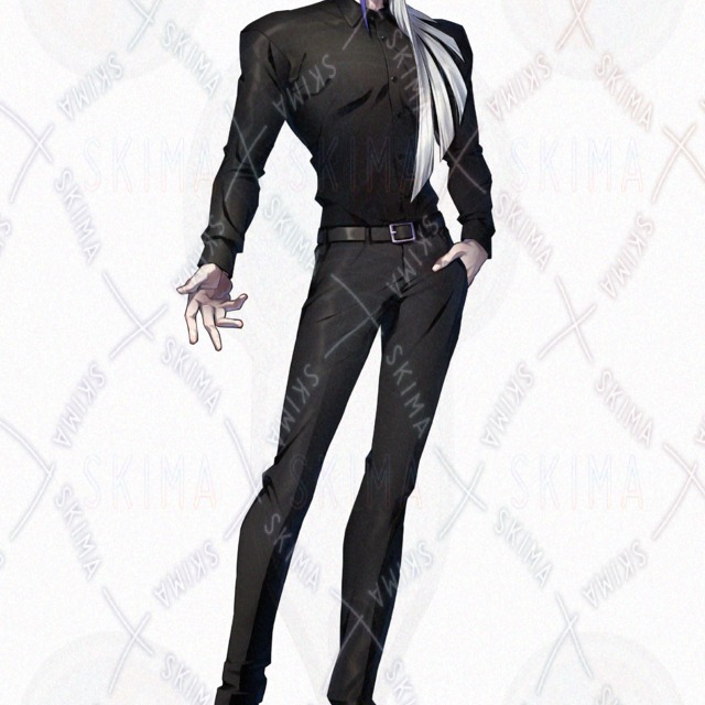 정장을 입은 백발의 메카클레 남자【7가지 표정+넥타이, 재킷, 백의】【표정 7가지+넥타이, 재킷, 백의 상품 이미지 8번째