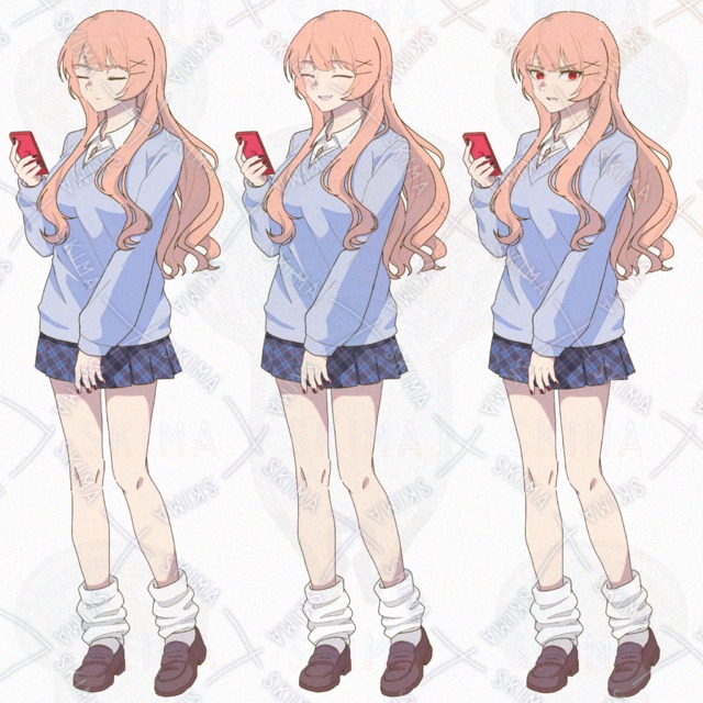 Image 2 of [opt] Set of 2 Girl Illustrations: Standing Portraits