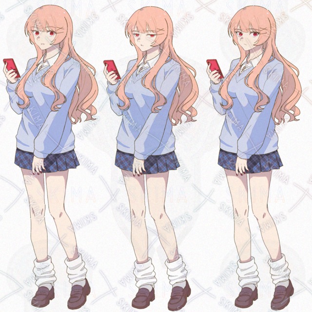 Image 3 of [opt] Set of 2 Girl Illustrations: Standing Portraits