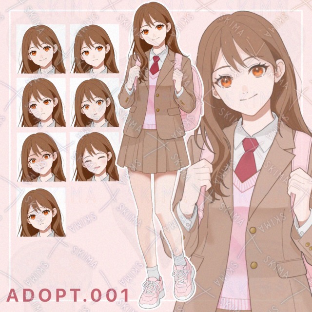 【opt】制服の女の子 立ち絵イラスト 表情7種の商品画像