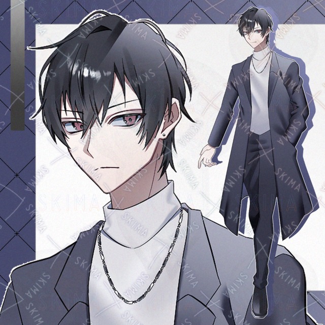 ロングコート黒髪男性【表情10種】の商品画像