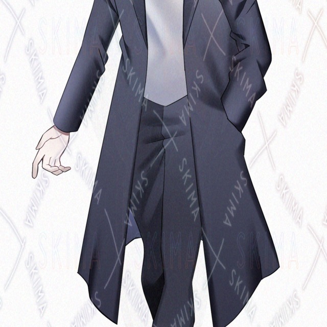 ロングコート黒髪男性【表情10種】の商品画像4枚目