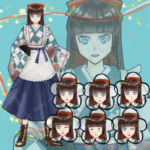 Adopt】타이쇼 로망스풍 의상을 입은 여자 아이 상품 이미지