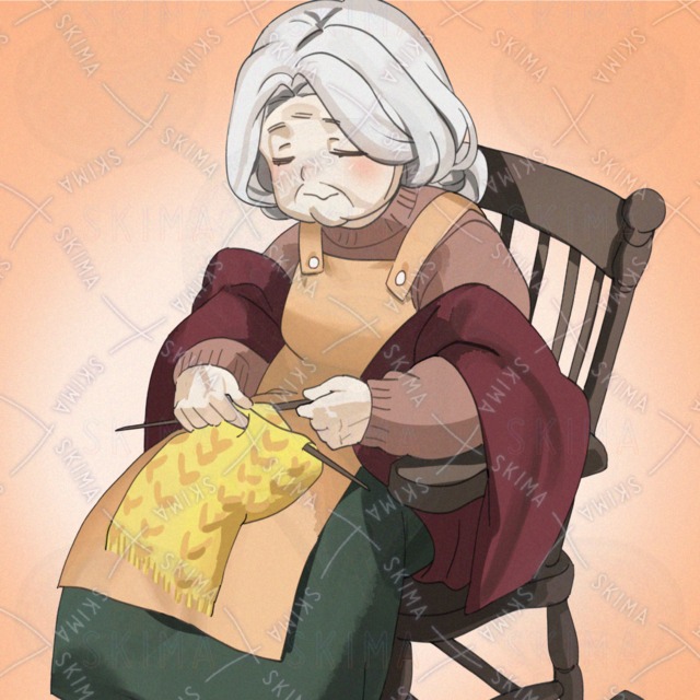 編み物をするおばあちゃん