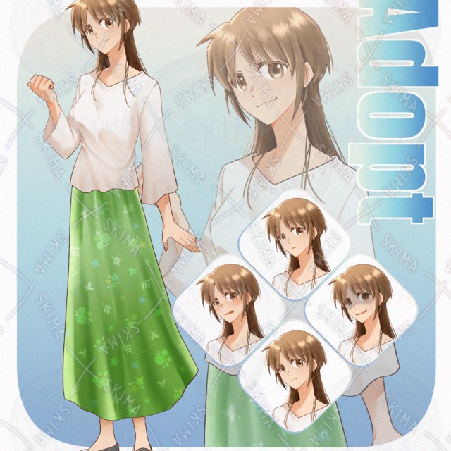 Image of [5 Expressions] Female Standing Illustration 001
