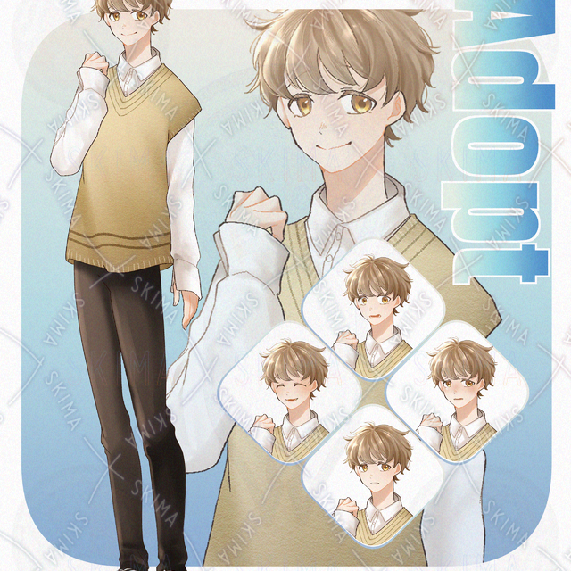 Image of [5 Expressions] Male Standing Illustration 001