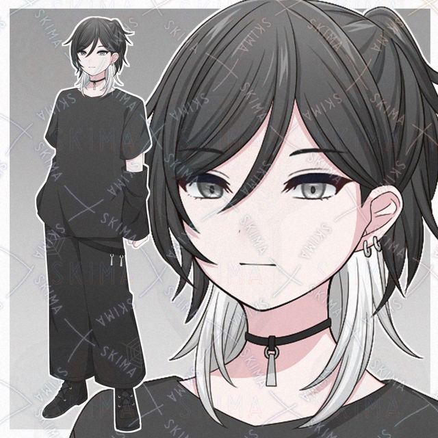 Image of Young Man in Black [10 Expression Variations]