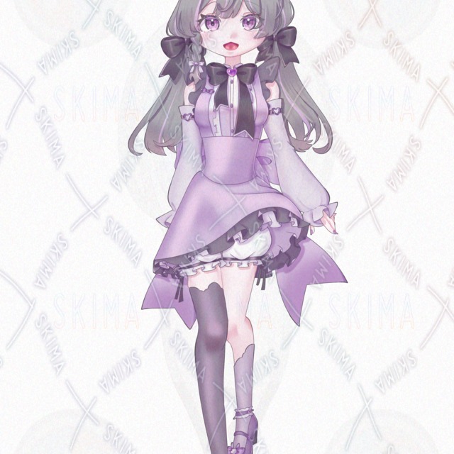Image 3 of Gothic Lolita Rabbit-Ear Girl – Standing Illustration with 5 Expressions