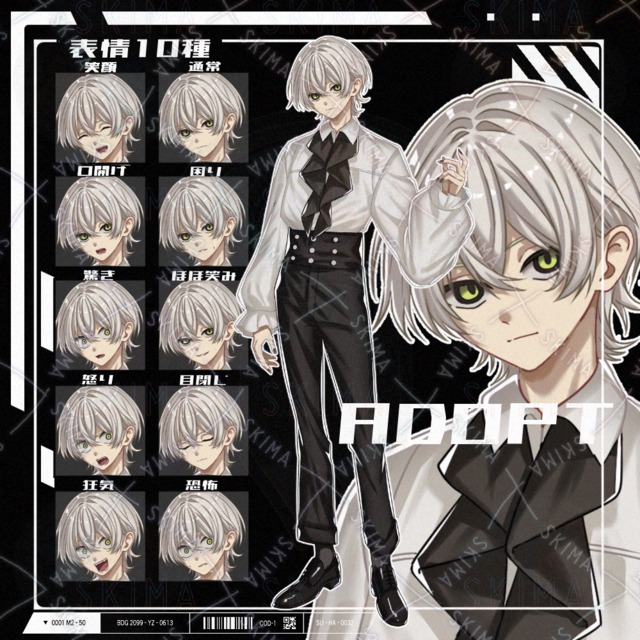 Image of 10 Expressions: Standing Illustration of a Man in a Frilly Blouse