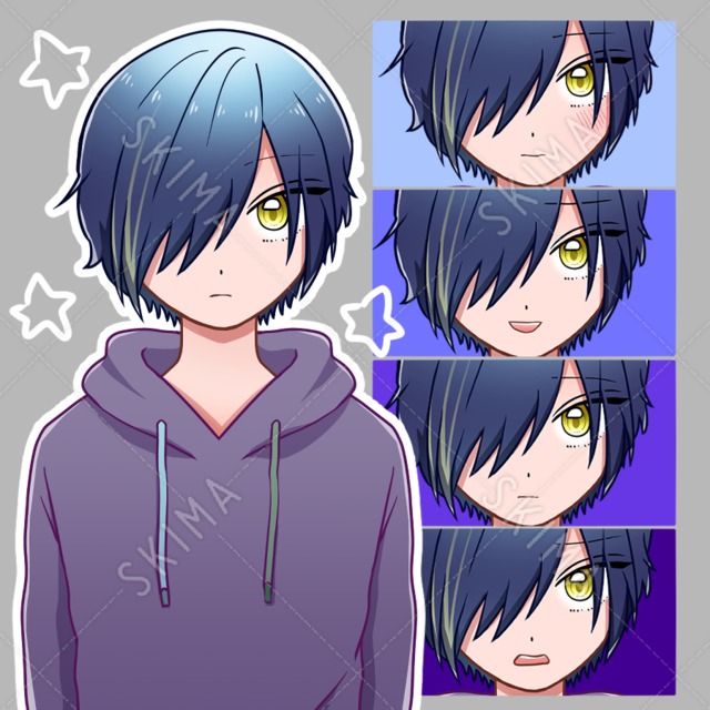 隠れ目少年　表情5種類